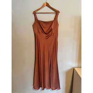 Birdy Grey Terracotta Satin Maxi Dress Square Neck Bridesmaid Wedding XXL